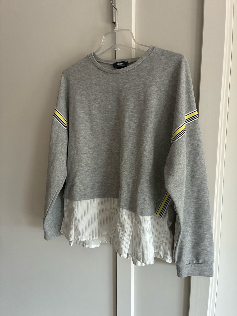 Anthropologie Maeve Gray Sweatshirt with Yellow Logo Accent